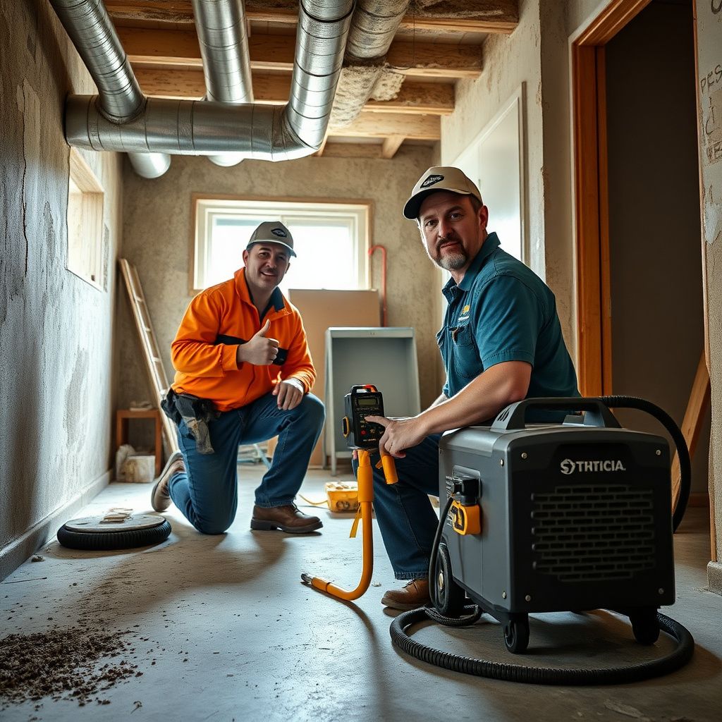 A Prime Pro Mold Removal technician explaining a moisture reading to a homeowner in a Coleman, Texas living room.